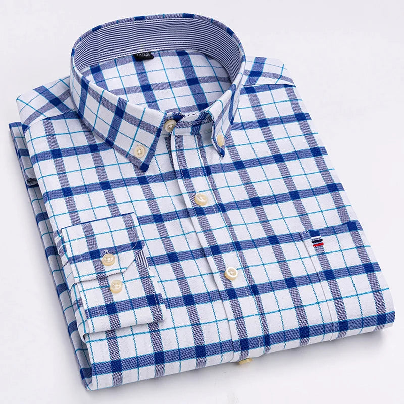 Camisa Masculina Oxford Algodão Manga Comprida Slim Fit Zarvano